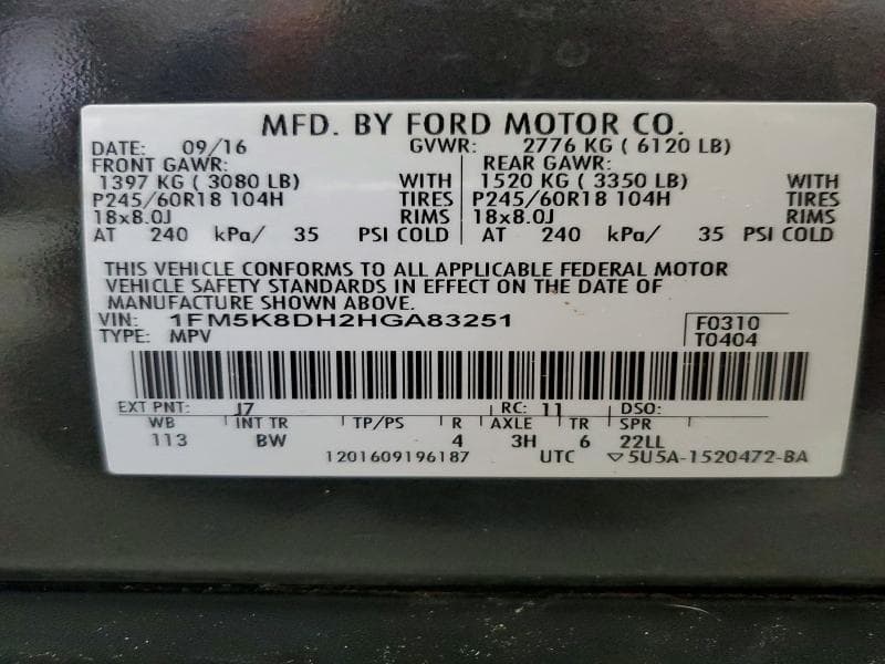 2017 FORD EXPLORER XLT 13