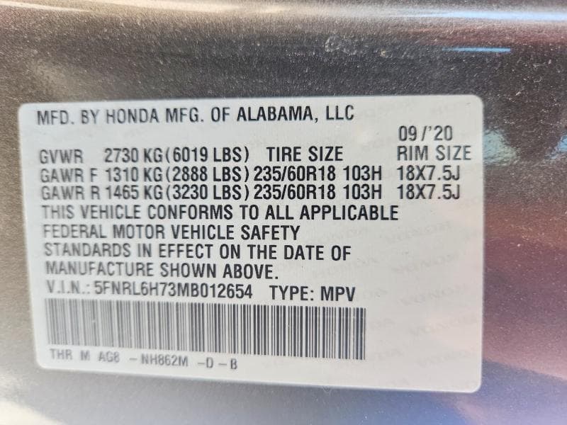 2021 HONDA ODYSSEY EXL 13