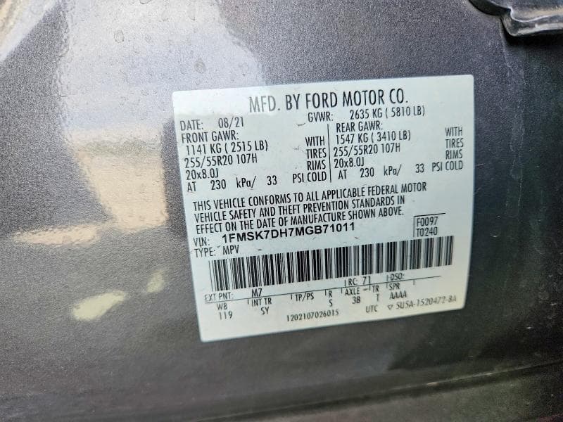 2021 FORD EXPLORER XLT 13