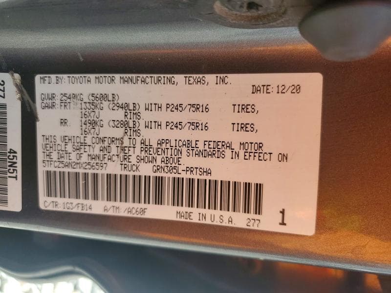 2021 TOYOTA TACOMA SR V6 12