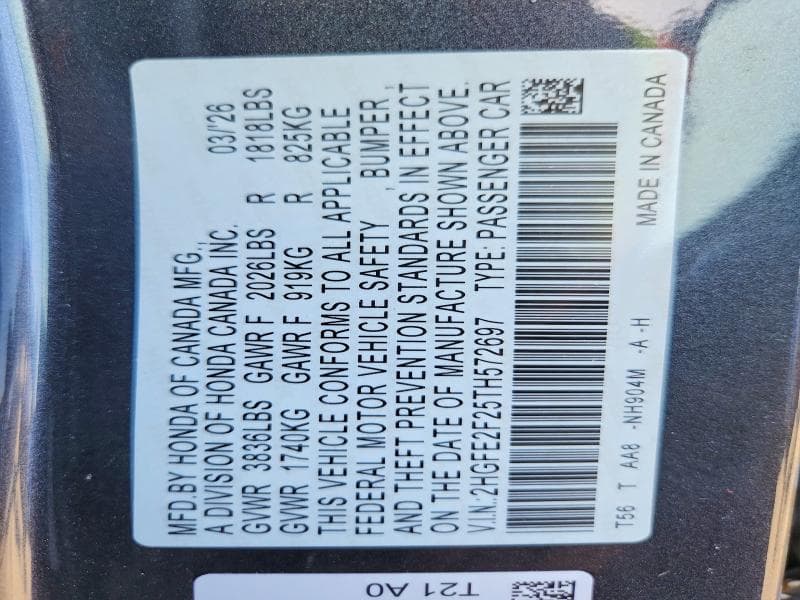 2026 HONDA CIVIC LX 12