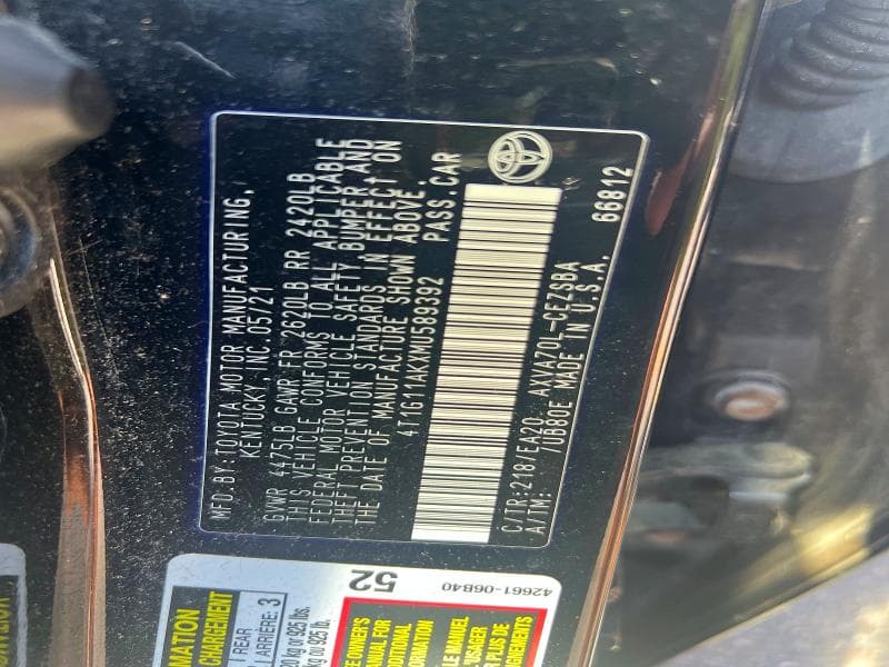 2021 TOYOTA CAMRY SE 11