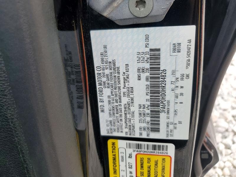 2017 FORD FUSION SE 12