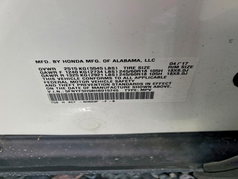 2017 HONDA PILOT EXL 13