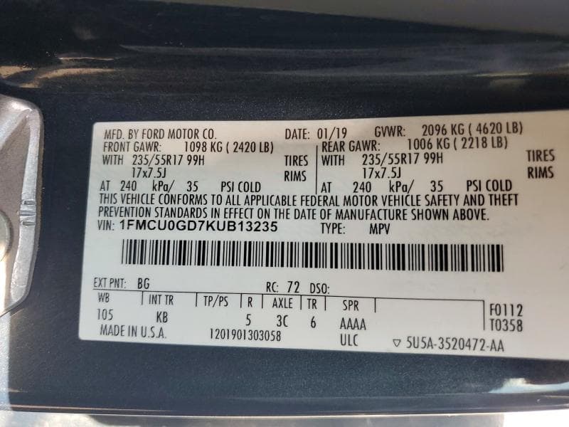 2019 FORD ESCAPE SE 13