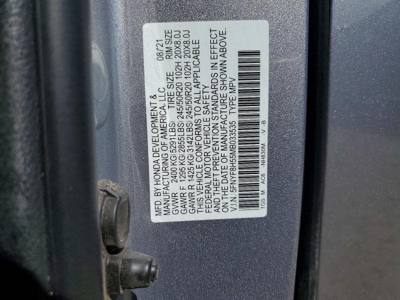 2021 HONDA PASSPORT EXL 12