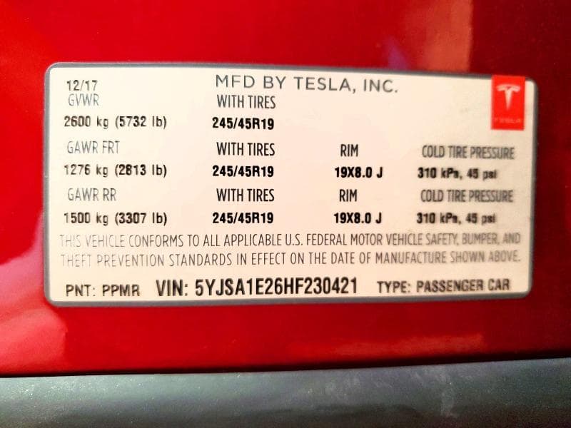 2017 TESLA MODEL S 13