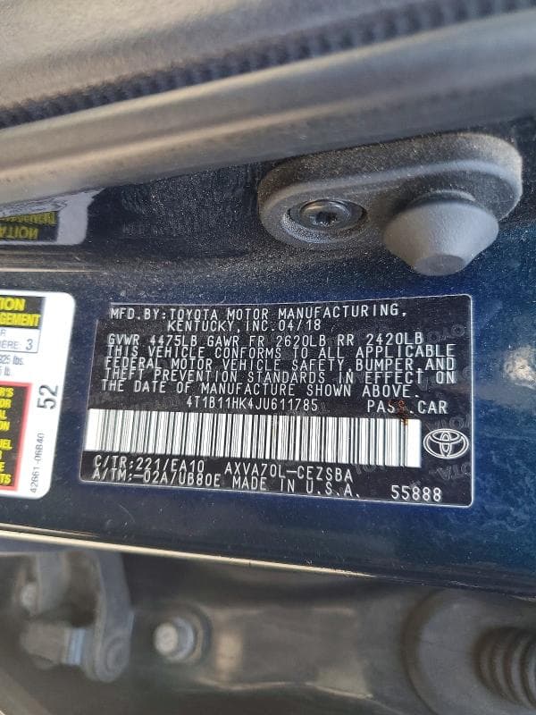 2018 TOYOTA CAMRY SE 12