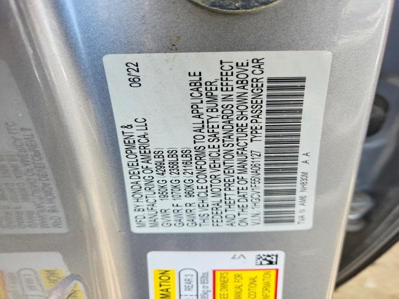 2022 HONDA ACCORD EXL 12