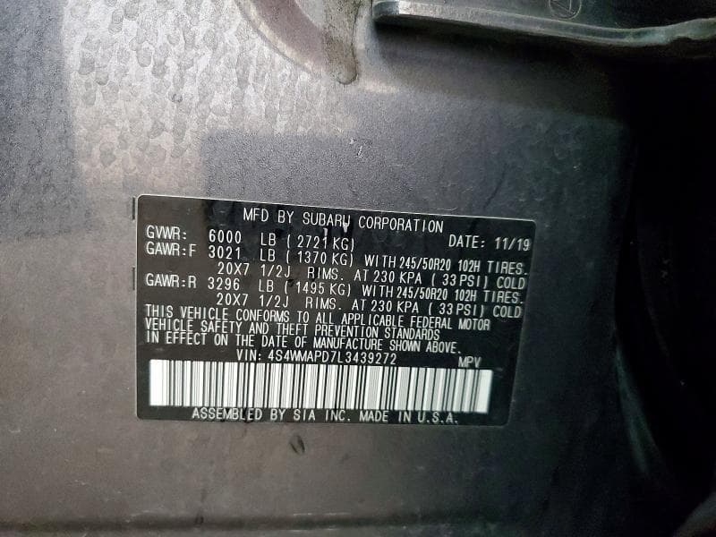 2020 SUBARU ASCENT LIMITED 14