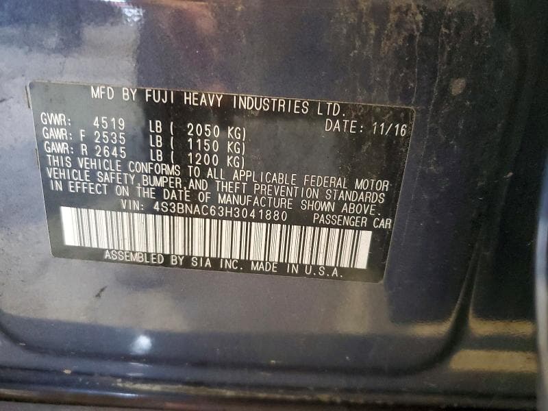2017 SUBARU LEGACY 2.5I PREMIUM 12