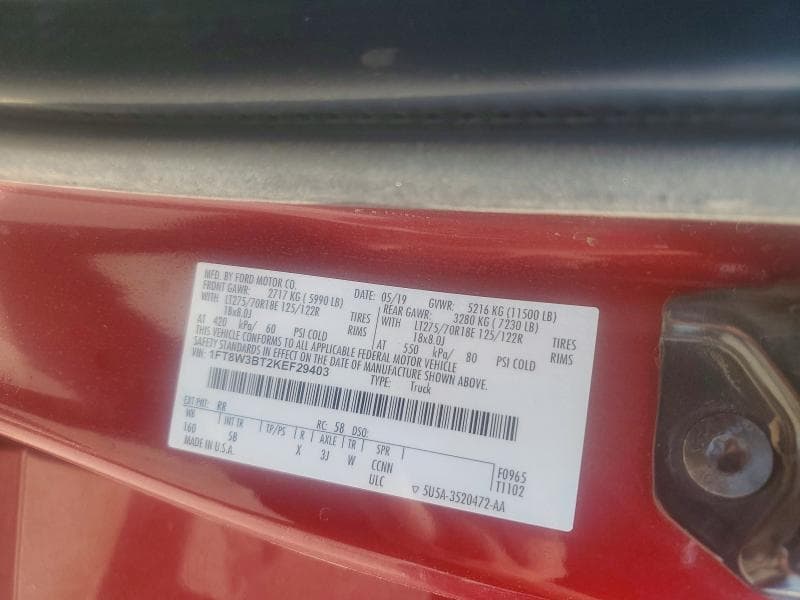 2019 FORD F350 SUPER DUTY 12