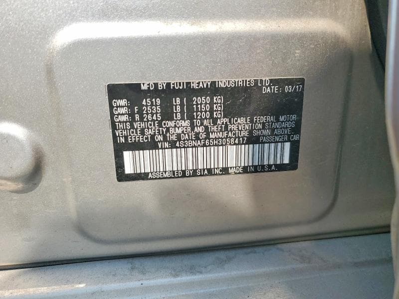 2017 SUBARU LEGACY 2.5I PREMIUM 12