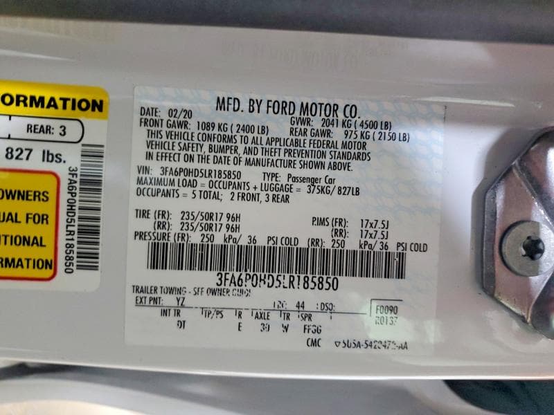 2020 FORD FUSION SE 12