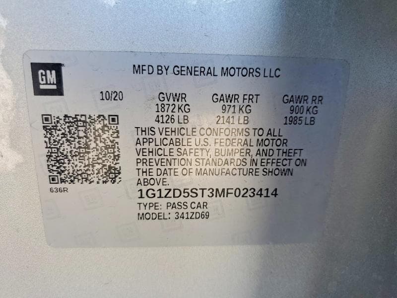 2021 CHEVROLET MALIBU LT 13