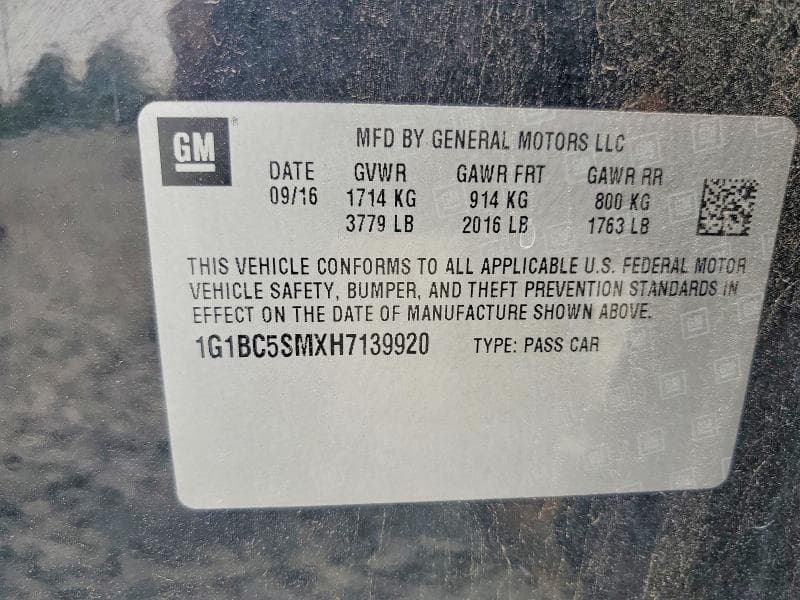 2017 CHEVROLET CRUZE LS 12