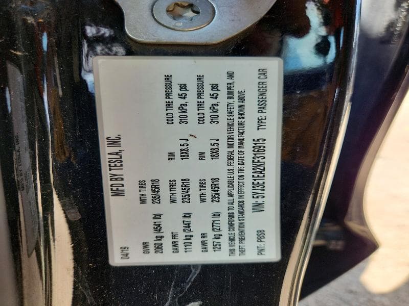 2019 TESLA MODEL 3 12