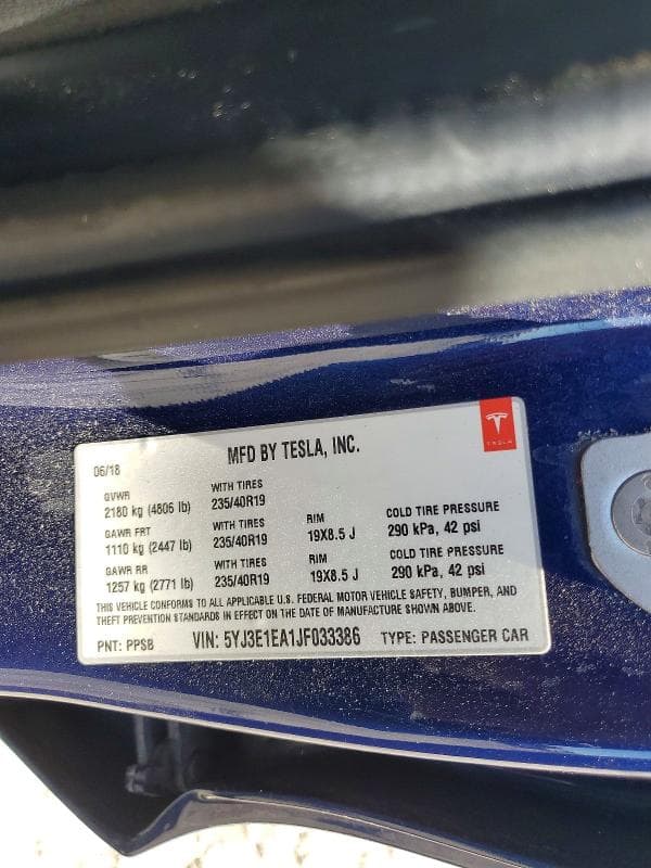 2018 TESLA MODEL 3 12