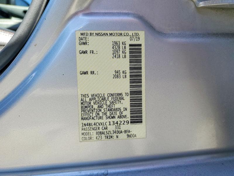 2020 NISSAN ALTIMA SR 12