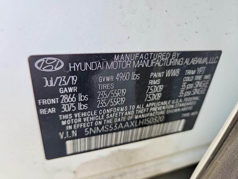 2020 HYUNDAI SANTA FE LIMITED 2.0T 13