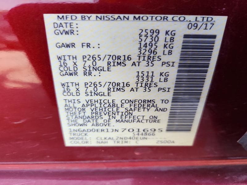 2018 NISSAN FRONTIER SV 12