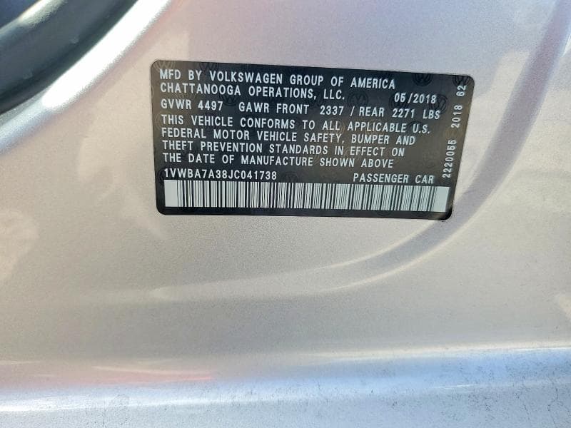 2018 VOLKSWAGEN PASSAT SE 12