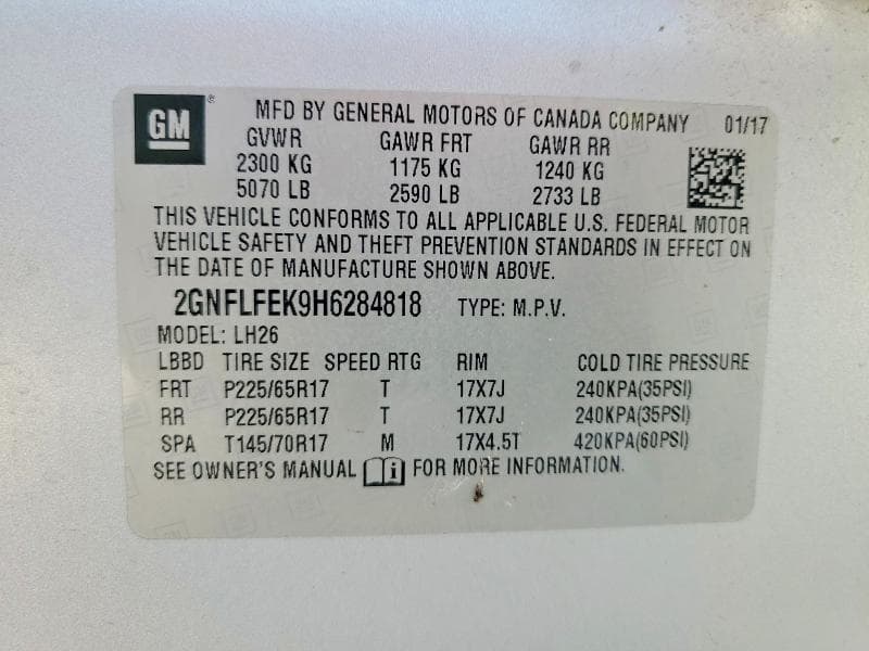 2017 CHEVROLET EQUINOX LT 13