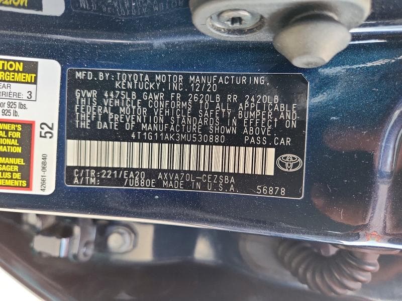 2021 TOYOTA CAMRY SE 12