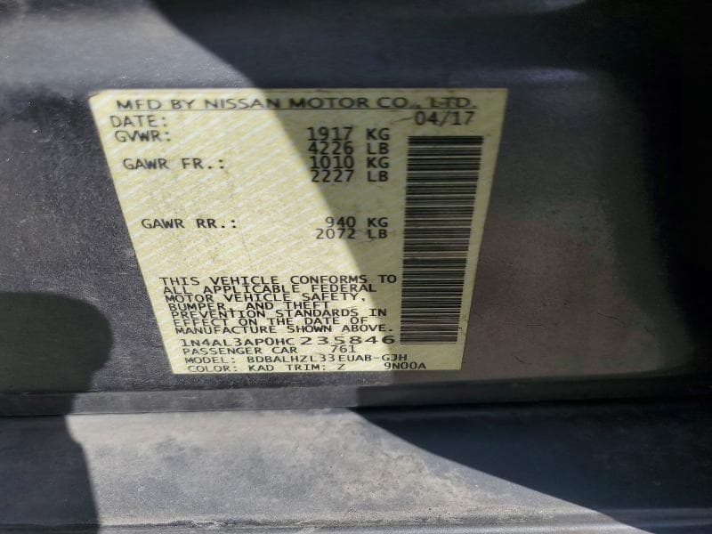 2017 NISSAN ALTIMA 2.5 SR 12