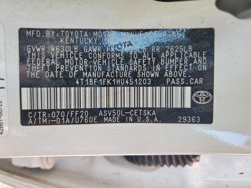 2017 TOYOTA CAMRY SE 13