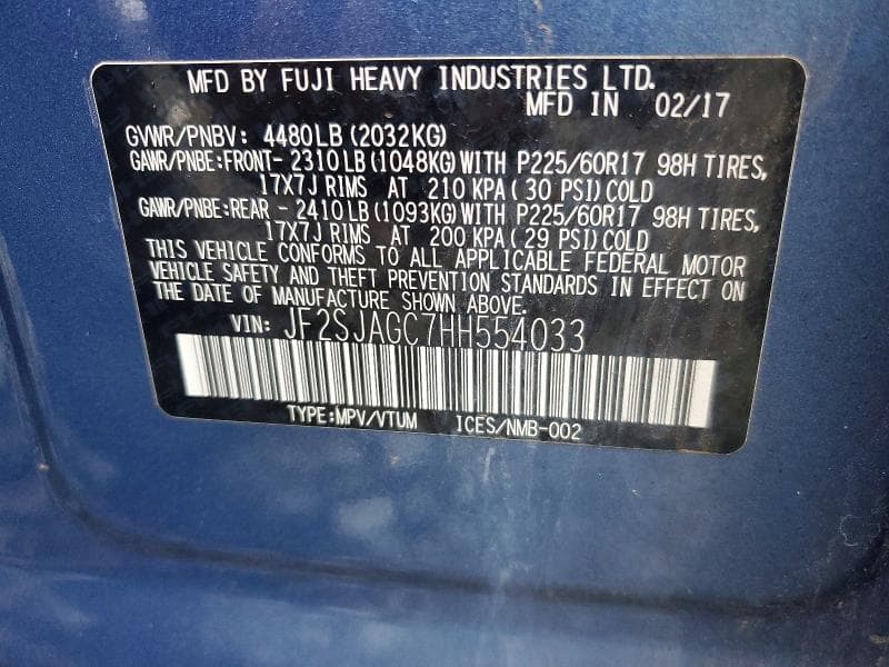 2017 SUBARU FORESTER 2.5I PREMIUM 13