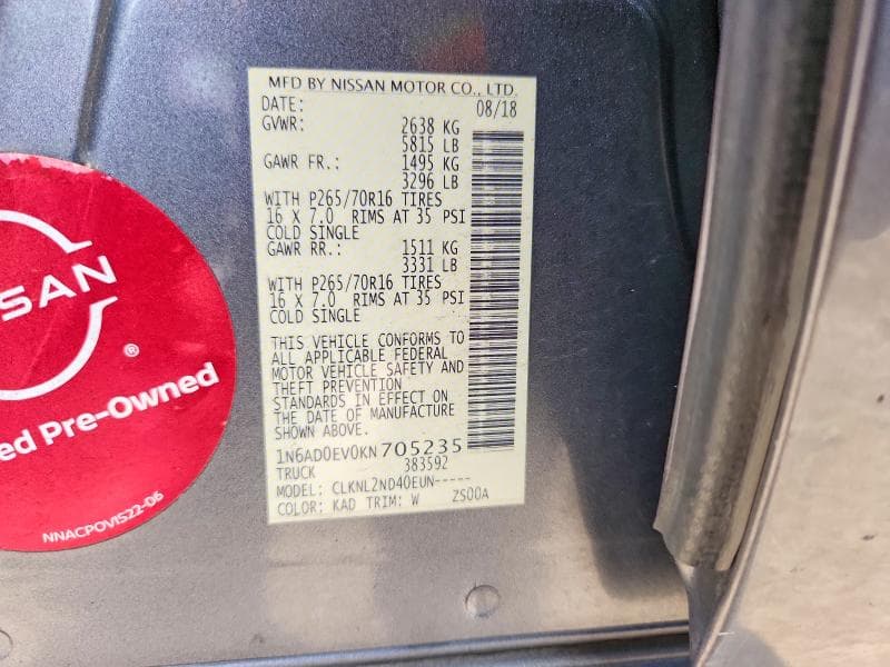 2019 NISSAN FRONTIER SV 12