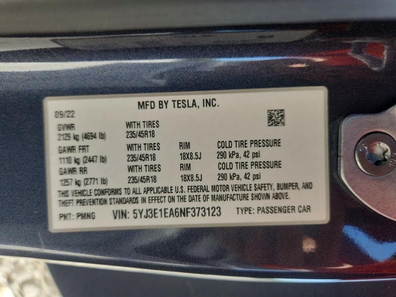 2022 TESLA MODEL 3 13