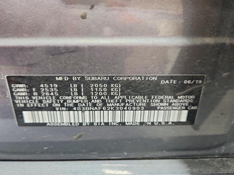 2019 SUBARU LEGACY 2.5I PREMIUM 12