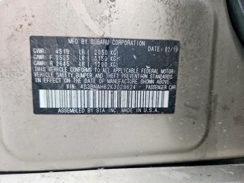 2019 SUBARU LEGACY 2.5I PREMIUM 12