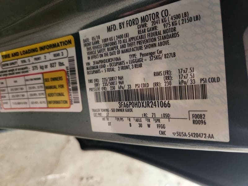 2018 FORD FUSION SE 12