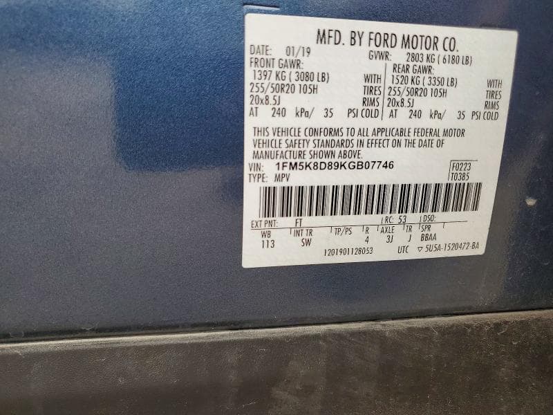 2019 FORD EXPLORER XLT 13