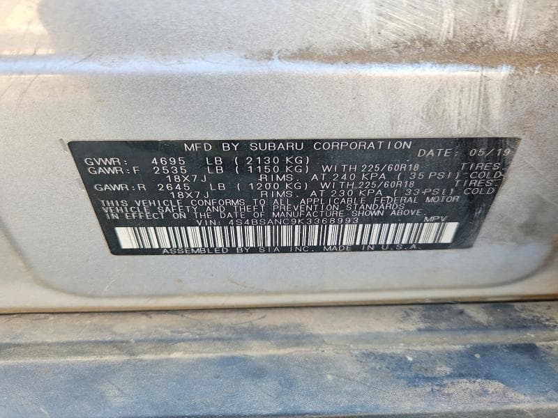 2019 SUBARU OUTBACK 13