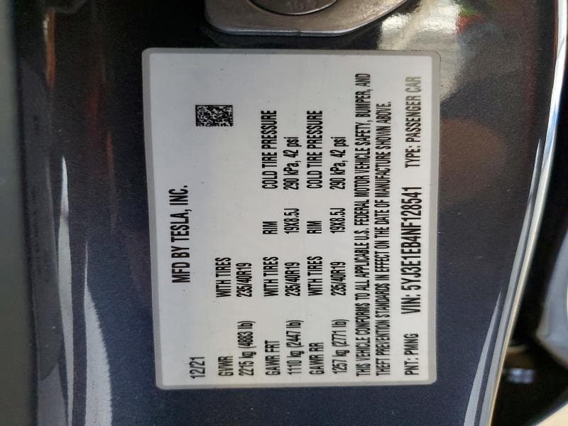 2022 TESLA MODEL 3 12