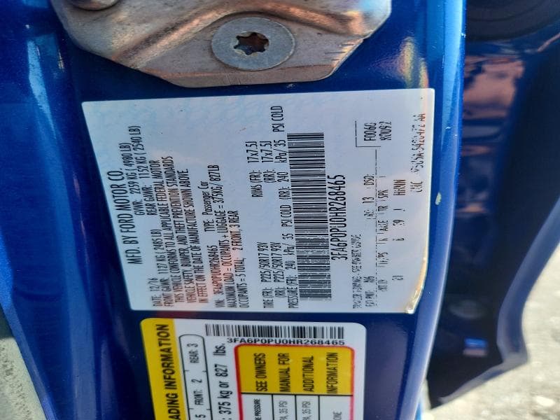 2017 FORD FUSION SE PHEV 12