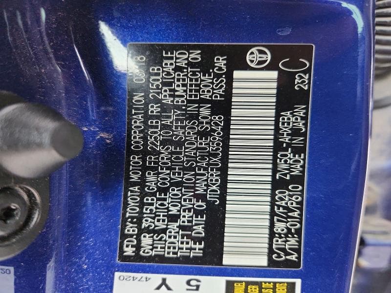 2018 TOYOTA PRIUS TWO 12