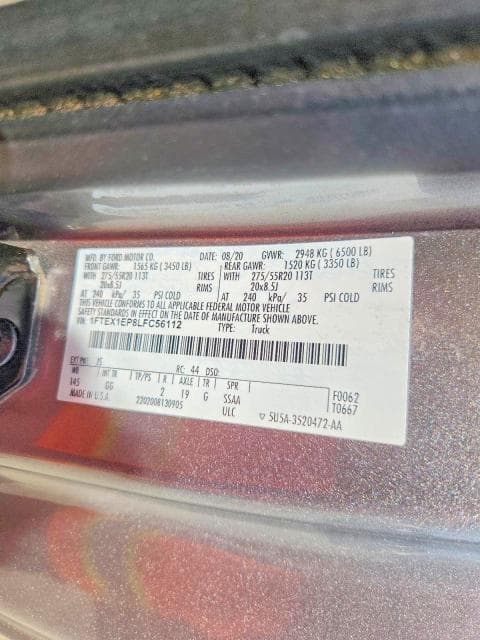 2020 FORD F150 SUPER CAB 12