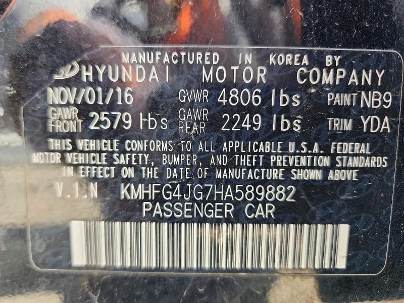 2017 HYUNDAI AZERA BASE 13