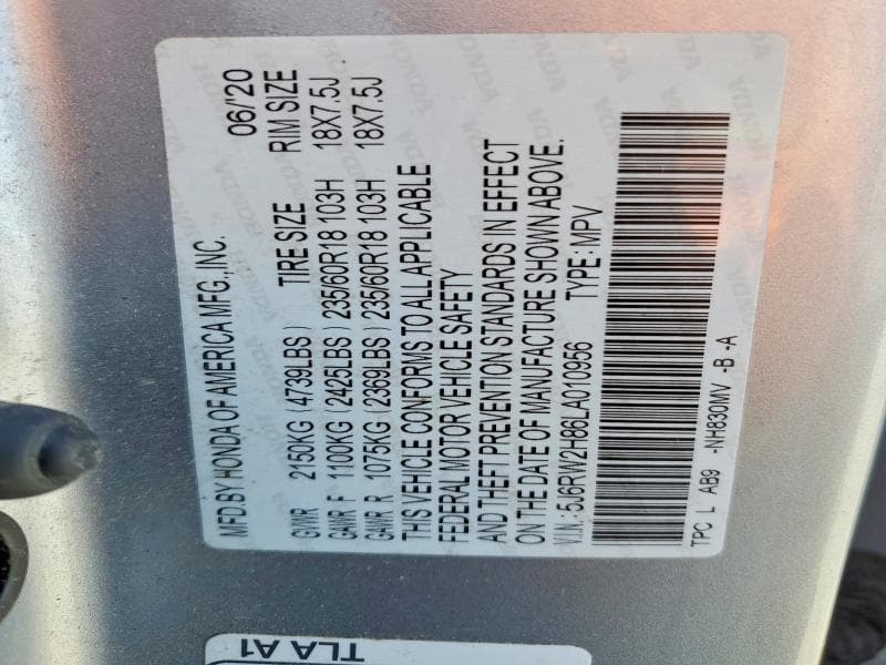2020 HONDA CR-V EXL 13