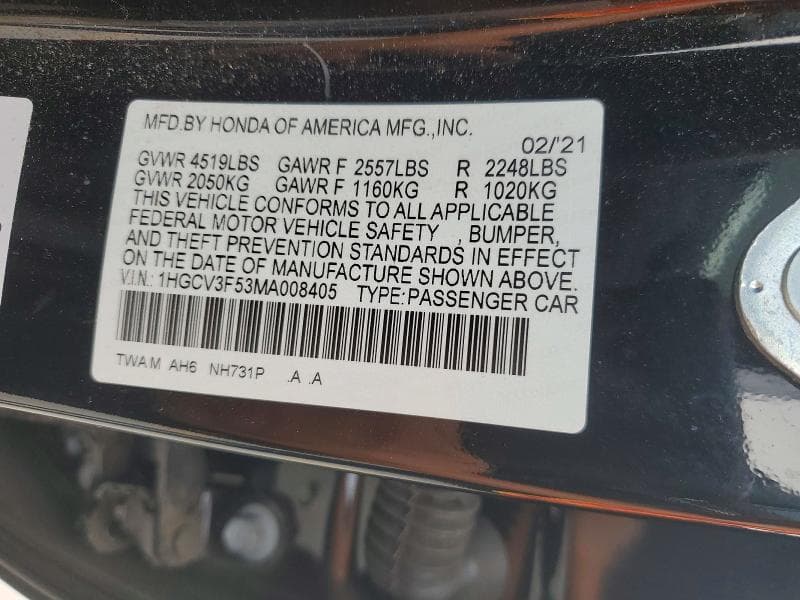 2021 HONDA ACCORD HYBRID EXL 13