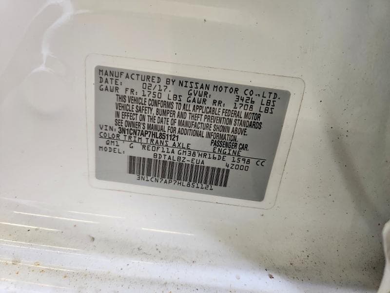 2017 NISSAN VERSA 1.6 SV 12