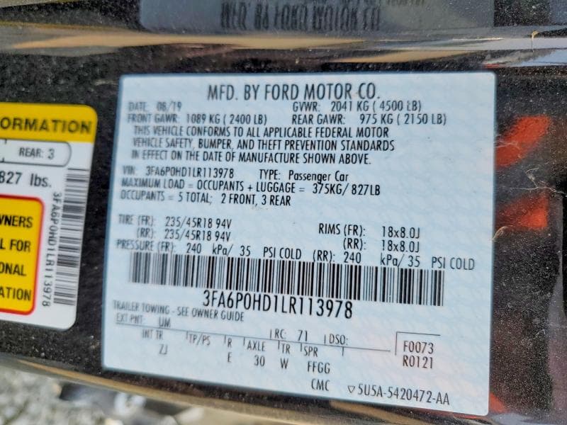 2020 FORD FUSION SE 12