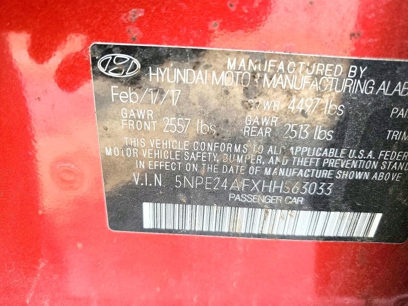 2017 HYUNDAI SONATA SE 12