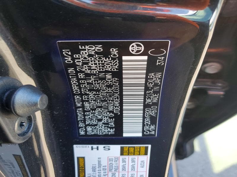 2021 TOYOTA COROLLA LE 12