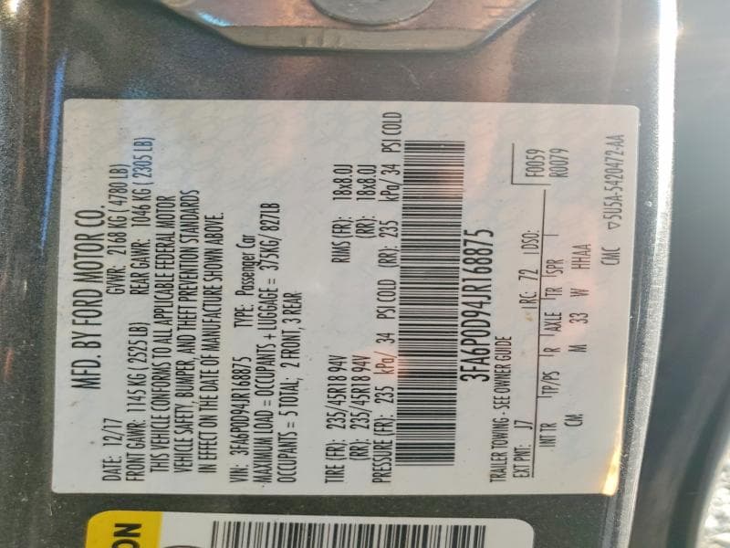 2018 FORD FUSION TITANIUM/PLATINUM 12